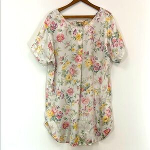 Vintage Barbizon Nightdress Floral Silky Buttons Soft Smooth Flower Pyjamas